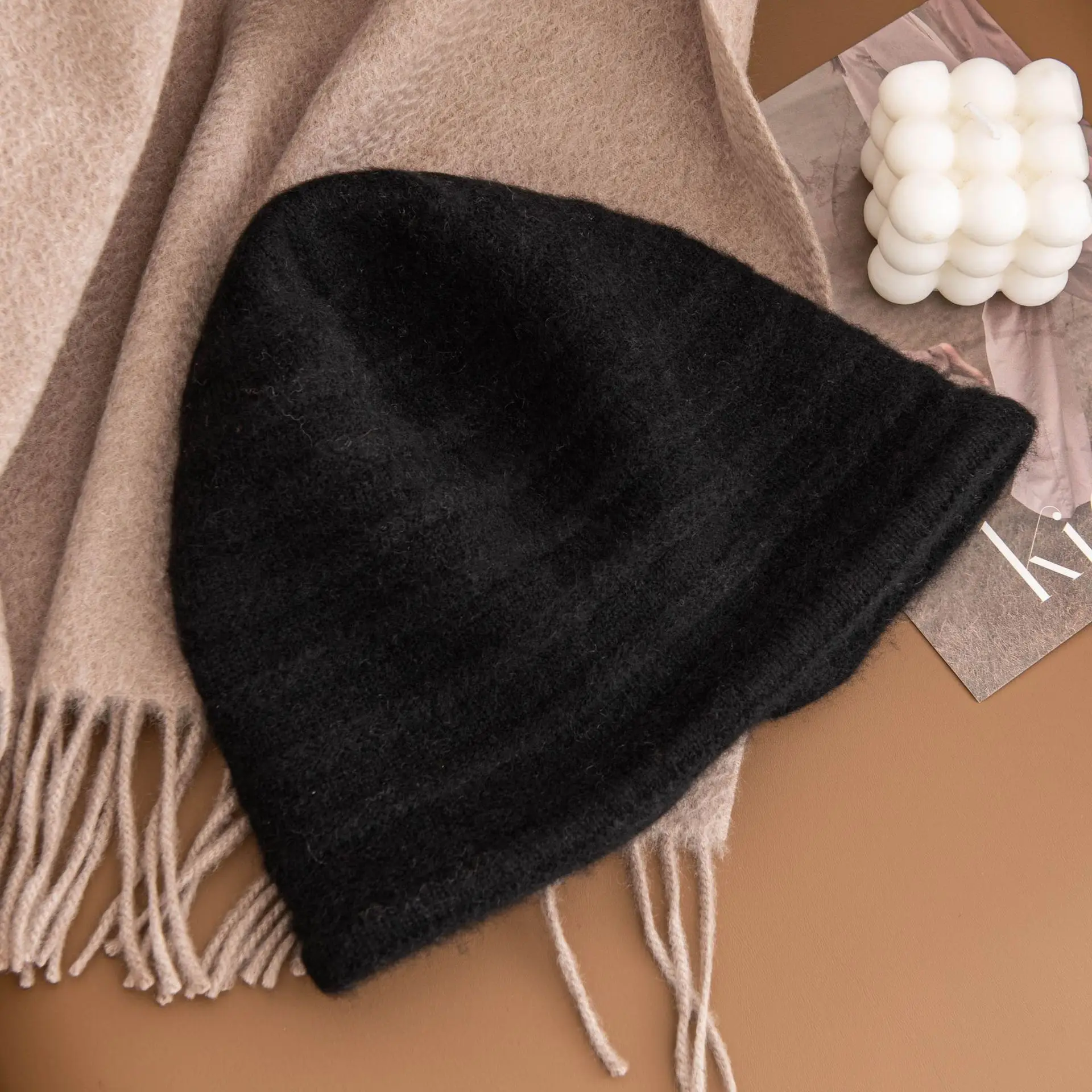 

Fashion Headwear Cashmere Cap Loose Headwear Knit Wool Hat Men Women Autumn Winter Woolen Hats Warm Twist Striped Hats 5M73