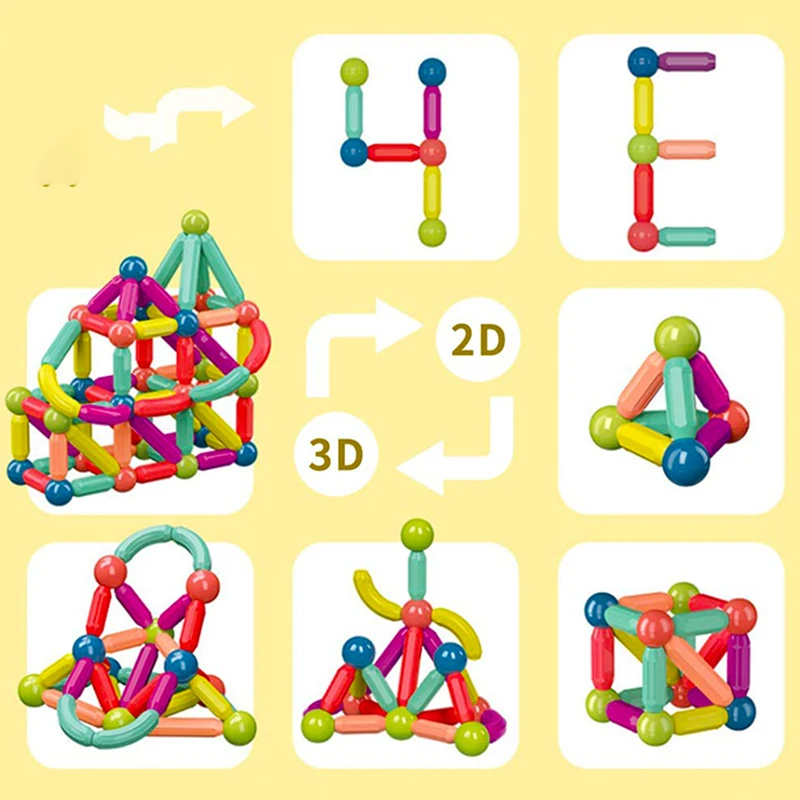 DIY Magnetic Constructor Blocks Toys for Kids Montessori Educational Toys Magnet Stick Rod Building Blocks For Children Boy Girl