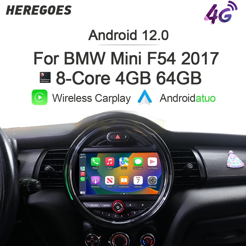 

9" IPS 6+128G Auto Android 12 Car Radio GPS Player Carplay Navigation Bluetooth For BMW Mini One 2017 F55 COOPER F56 CLUBMAN F54