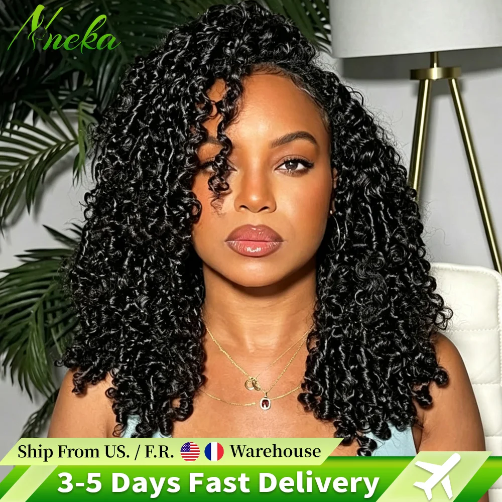 Burmese Curly 3 IN 1 Half Wigs Human Hair Wig Full Machine Made Wigs Ready to Wear Half Wig Drawstring Clip Burmese Curly Hair Wear Go Half Wig