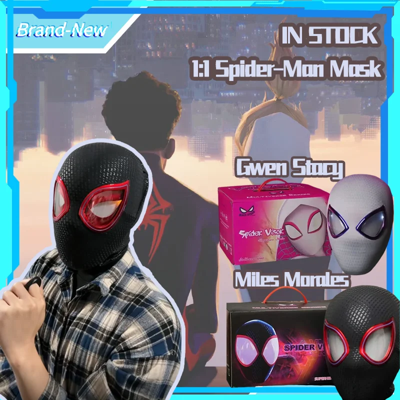 

В НАЛИЧИИ: Электронная маска Человека-паука Майлза Моралеса/Гвен Стейси с подвижными глазами, масштаб 1:1, с дистанционным управлением, игрушки, подарки.