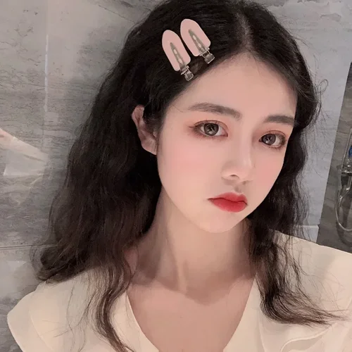 Imagen 2 del producto 4 Uds. Pinzas para el cabello sin costuras sin curva, flequillo lateral, pasador con flecos, accesorios para maquillaje y lavado de cara, horquillas para el cabello con estilo para mujeres y niñas