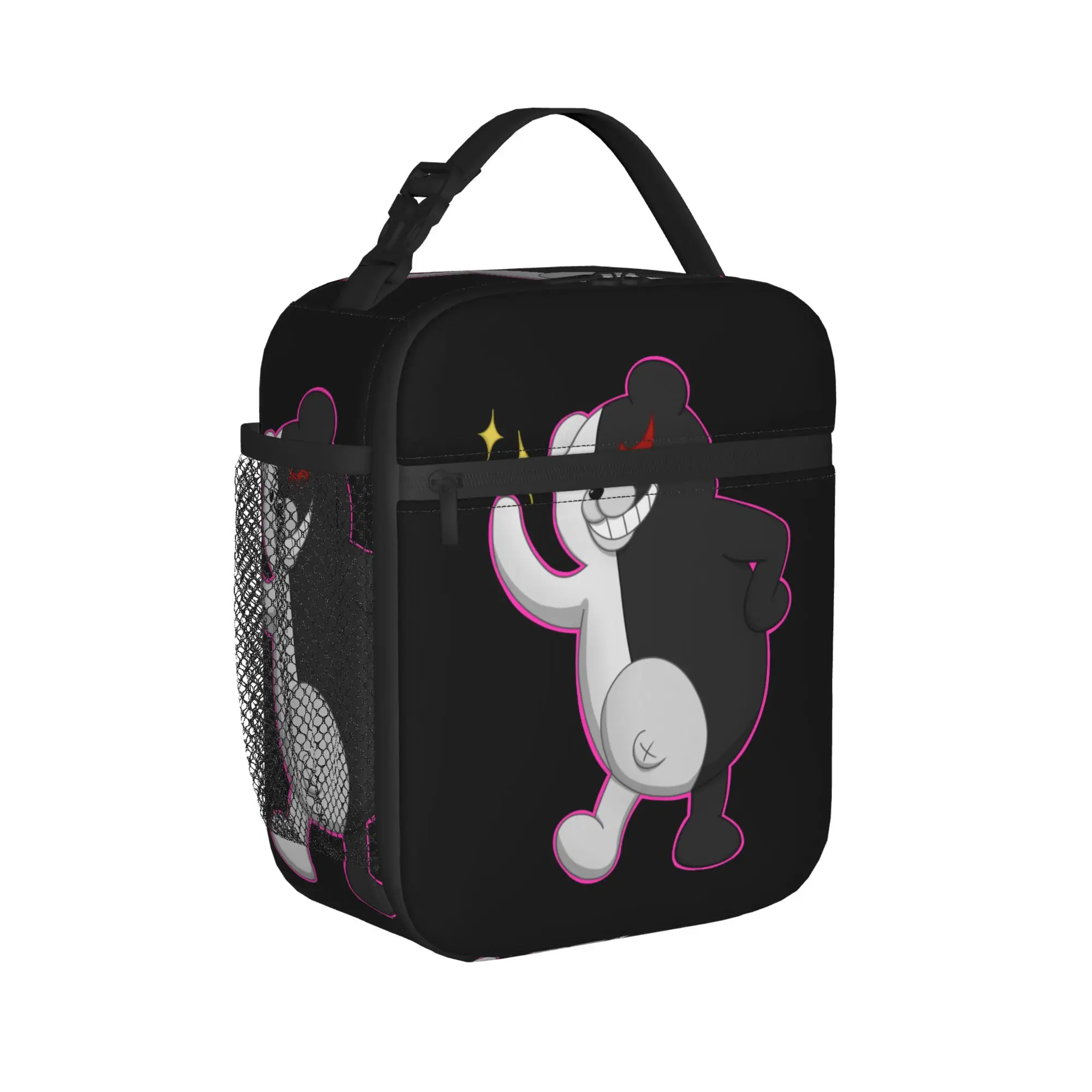 Monokuma Thermal Insulated Lunch Bag for Office Danganronpas Anime Reusable Bento Box Thermal Cooler Lunch Box