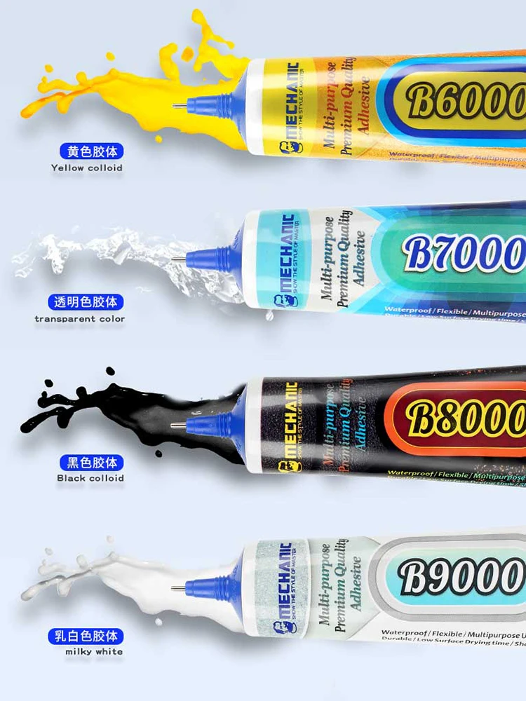 Drill Glue MECHANIC B6000 B7000 B8000 B9000 50ML Yellow Transparent Black Milky White Needle Strong Multifunctional Repair Glue