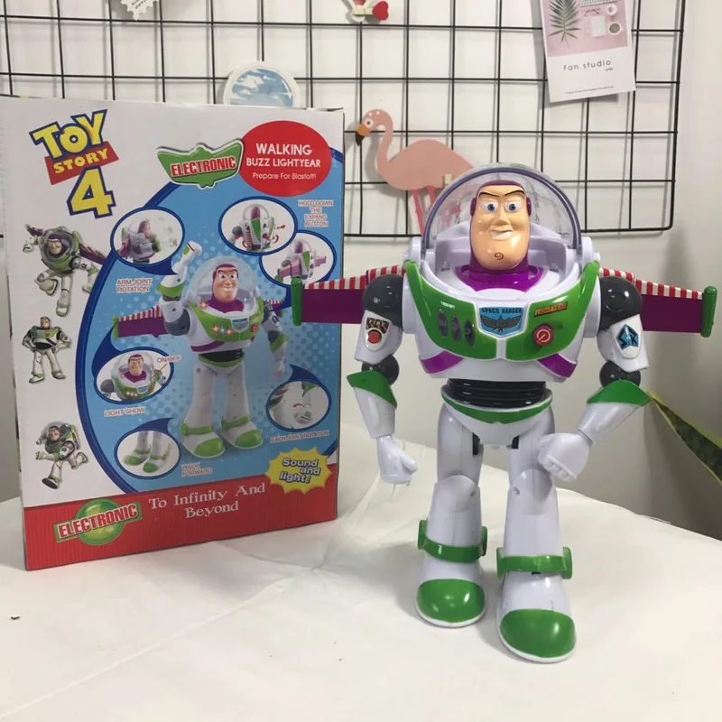 Disney Buzz Lightyear Sound Shines Walking Doll Toy Story Pistol Doll Desktop Decoration Children'S Birthday Christmas Gift