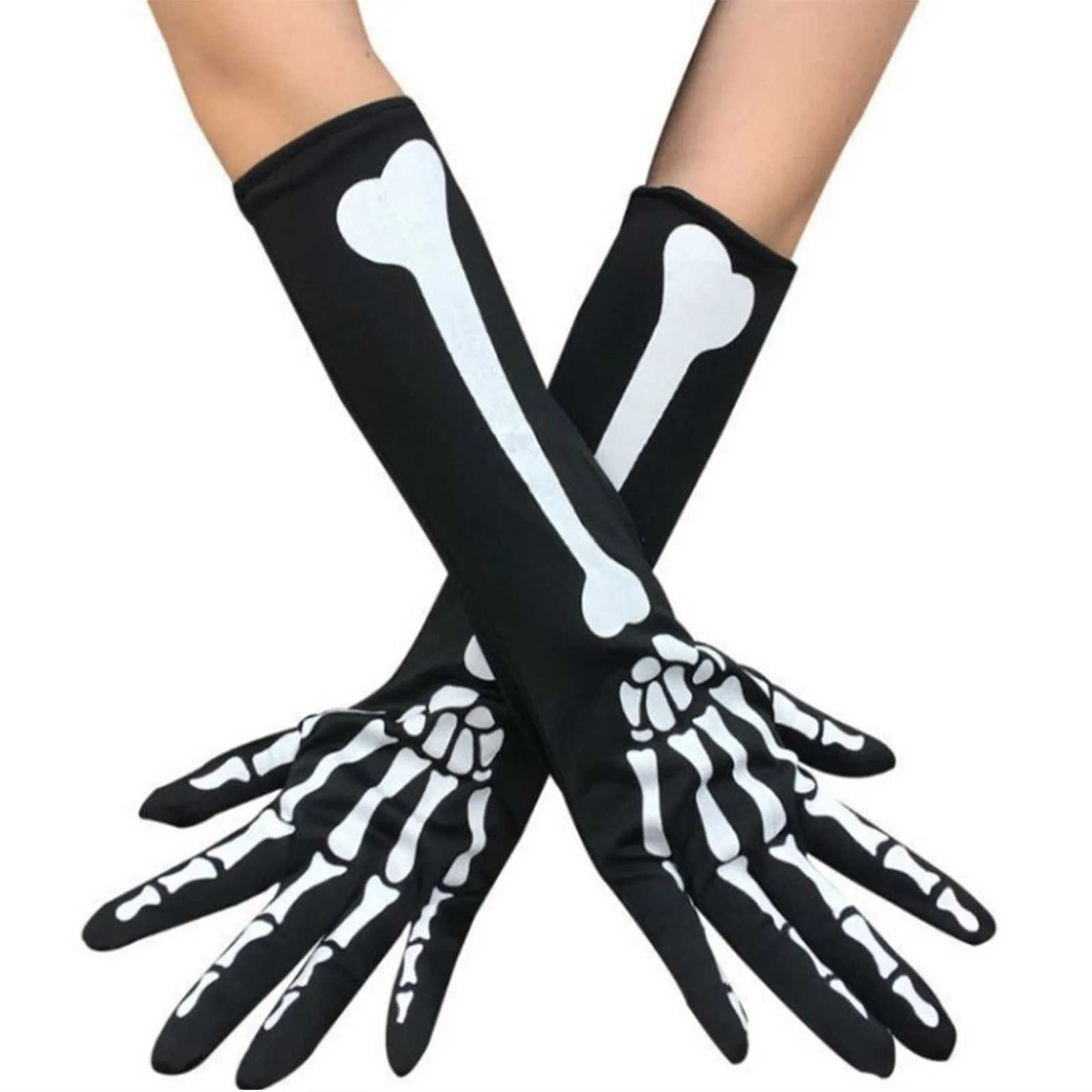النساء الرجال اللاتكس الأيدي قفازات هالوين مخالب قفازات الأظافر أظافر الرعب قفازات تأثيري كرنفال حفلة طويلة الهيكل العظمي قفازات #2