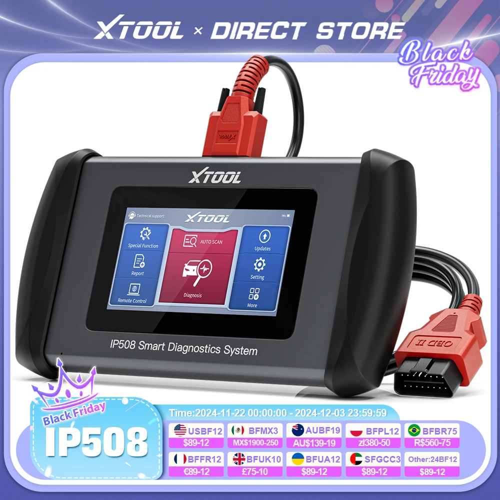 XTOOL InPlus IP508 OBD2 Cars Diagnostic Tools Automotive Scanner 5 Systems Diagnostics Lifetime Free Update Built-in CAN FD