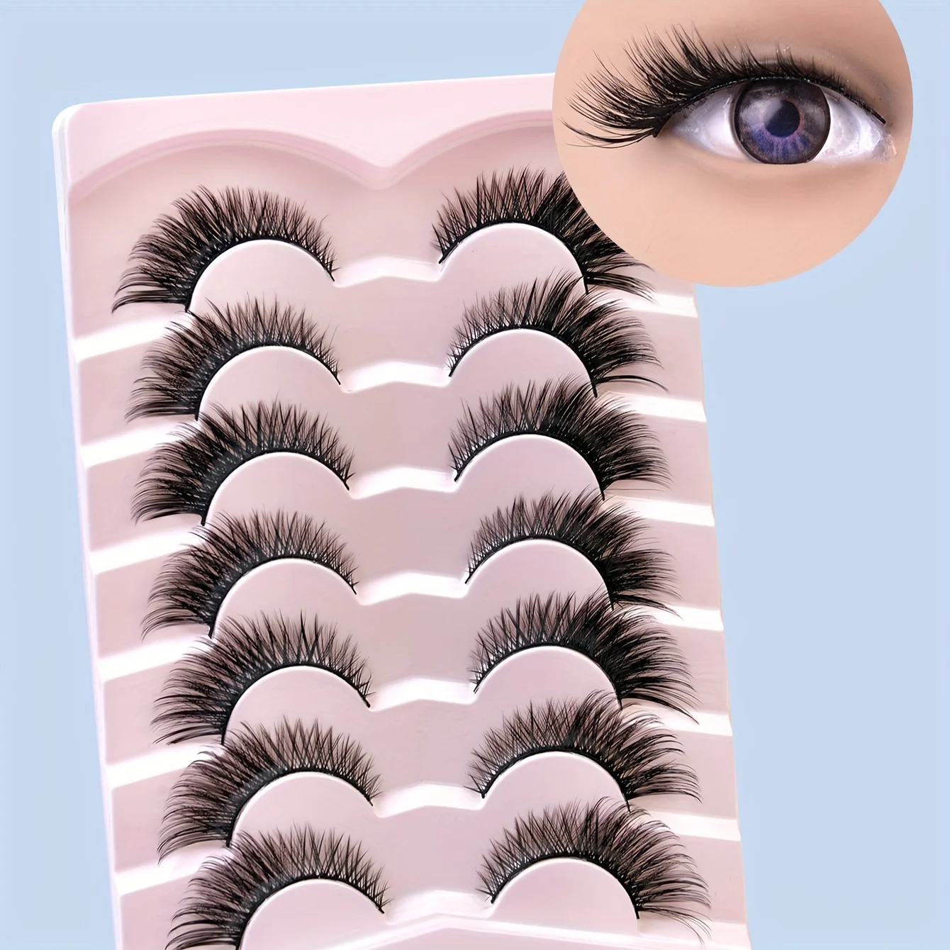 7 أزواج من رموش المنك الصناعية المقلدة، سميكة ومجعد، رقيق، رموش المنك رقيق 15 مم الرموش الصناعية