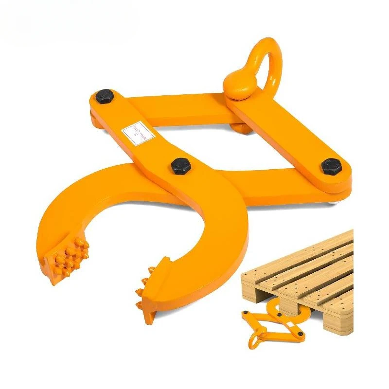 

3 Ton Steel Single Scissor Pallet Puller Clamp with Convex Teeth Yellow Pallet Grabber Heavy Duty for Industry Hoisting