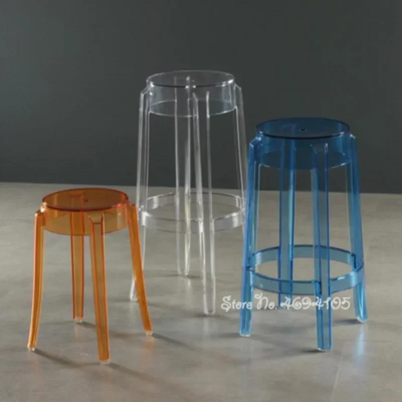 Chic Transparent Acrylic Bar Stool Modern Fashion High Seat Simple Plastic Bar Stool Design