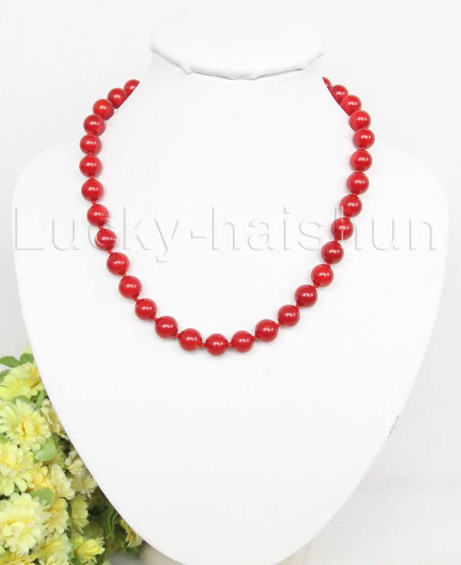 natural-18-11mm-round-red-coral-beads-strand-necklace-14k-gold-clasp-c2575