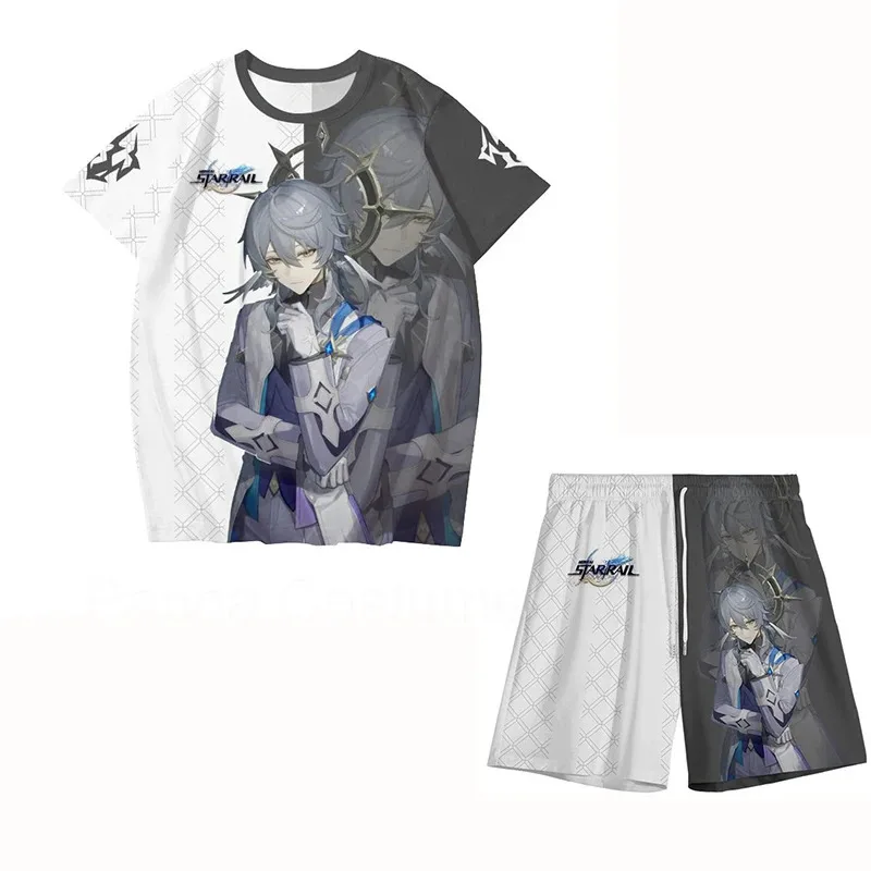 لعبة هونكاي ستار رايل الأحد كوسبلاي تي شيرت شورت Sunday للجنسين ثلاثية الأبعاد مطبوعة بوليستر كم قصير بلايز موضة تي شيرت صيفي #1