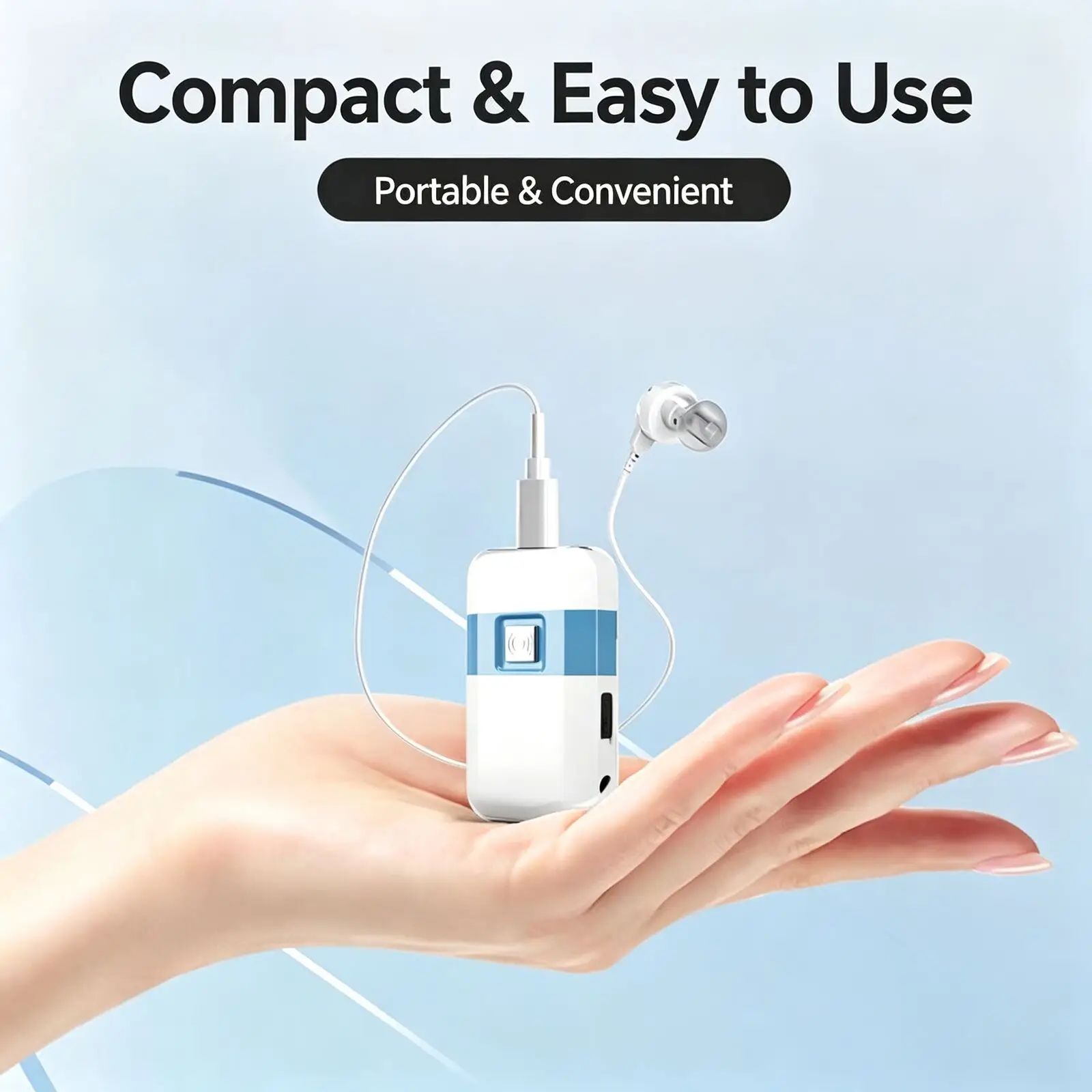 Portable Rechargeable Sound Amplifier For Elderly 80 Hours Standby Simple Physical Buttons Adjustable Volume And Easy Operation