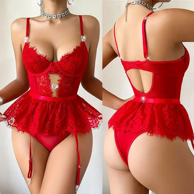 Sexual Women's Bodysuit Exotic Corset Costumes Transparent Erotic Lingerie Porn Open Bra Teddy Underwear Underwire image 4