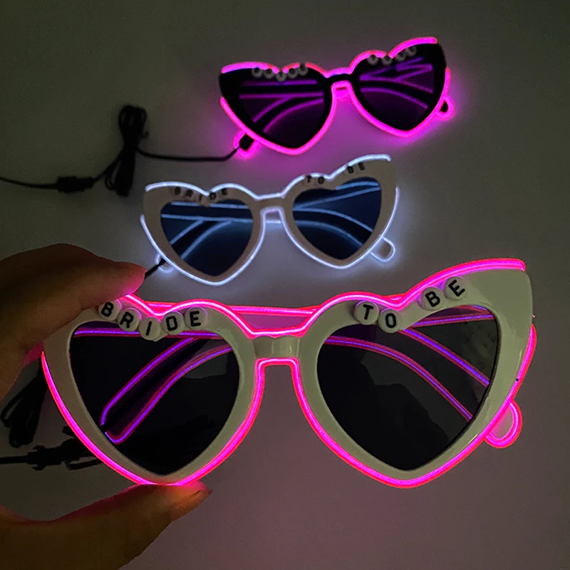 Gloeiende hartvormige bril bruid als zonnebril kostuums accessoire rekwisieten bril meisjes vrouwen versieren brillen voor de nacht
