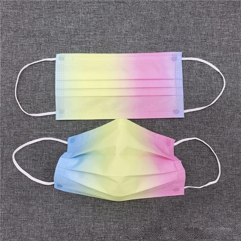 قناع متدرج اللون يمكن التخلص منه 3 طبقات قناع غير منسوج قناع نوير آمن للكبار مضاد للغبار قناع فم Mascarillas شحن سريع #3
