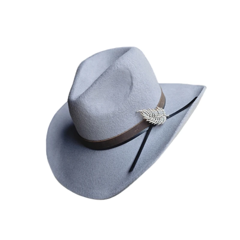 Elegant Leaf Homburg Top Hat Cowboy Costume for Outdoor Gatherings Activity K3KF