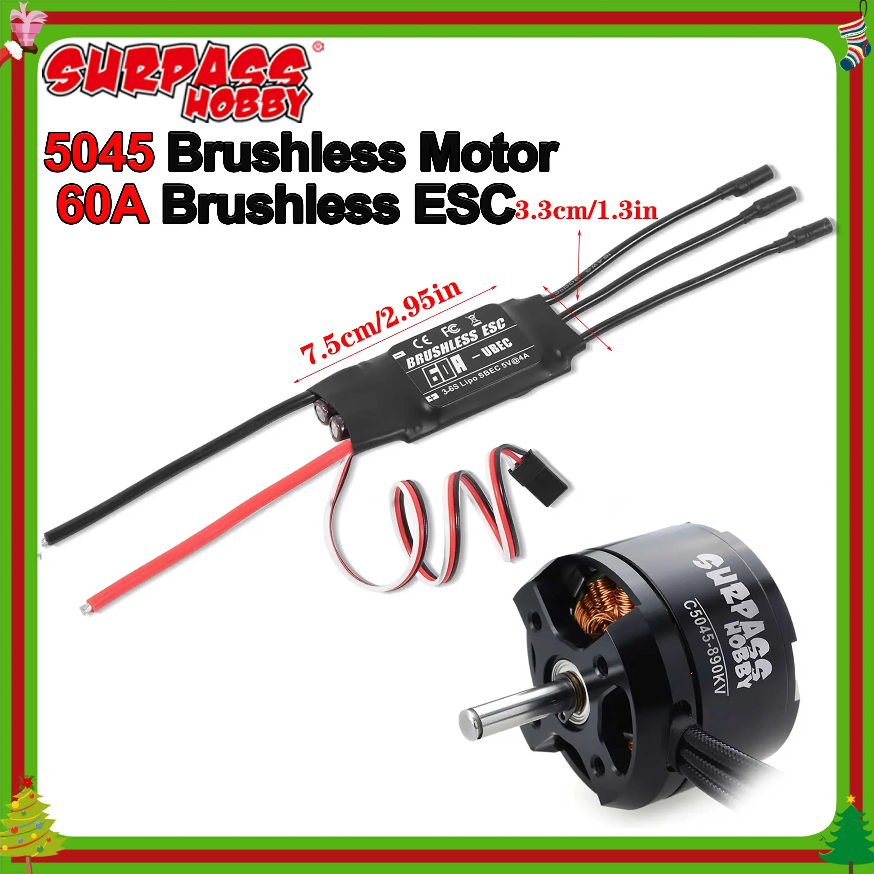 Surpass Hobby 5045 720KV 890KV Outrunner Brushless Motor 60A ESC for RC Fixed-wing Aircraft Drone Quadcopter Plane DIY Parts