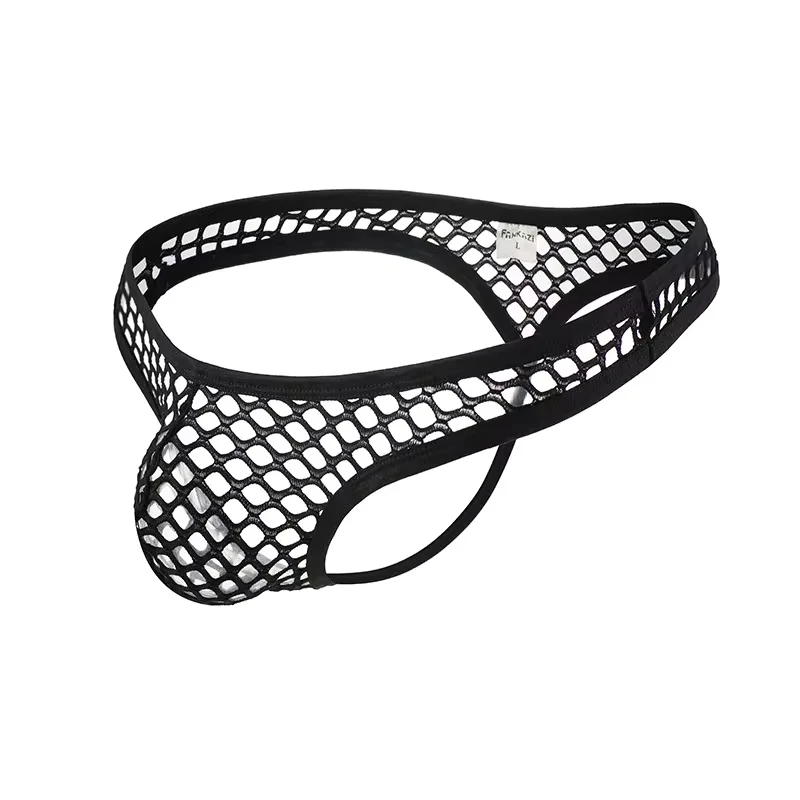 

Big Mesh Mens Panties Sexy Translucent Mesh Thong U Convex Cut-out Fishnet T-pants Male