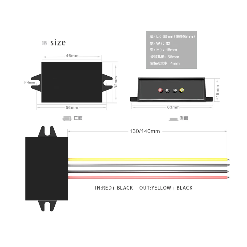 Transformador de voltaje para coche, convertidor de módulo reductor, cc 12V, 24V a 5V, 8,4 V, 10V, 12V, 13,8 V, 36V, 48V, 80V a 3,3 V, 5,7 V, 6V, 9V