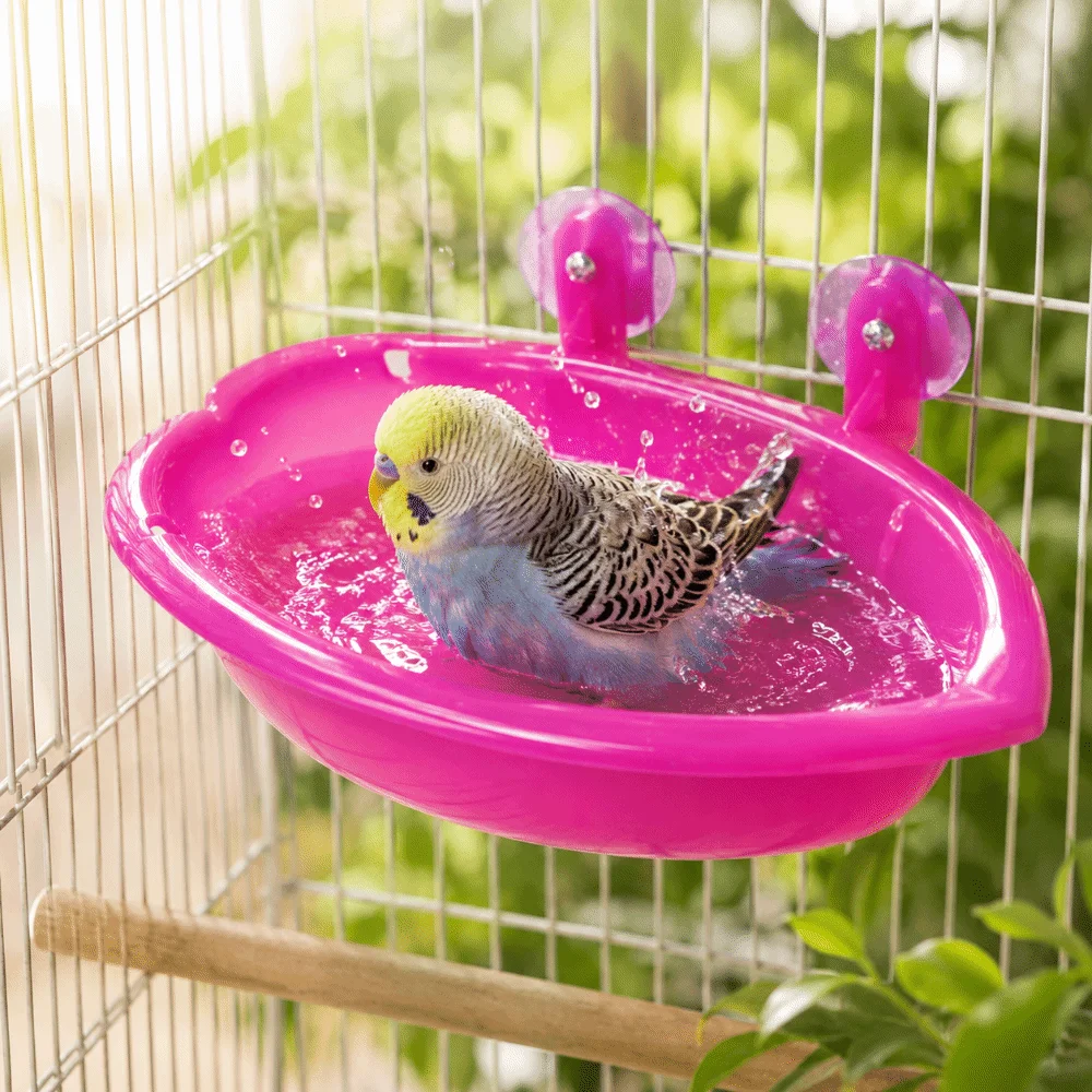 Multifunctional Bird Bath Shower Durable Swimming Pool Bird Feeding Bool Food Box Large Capacity Parrot Bath Basin Bird Cage