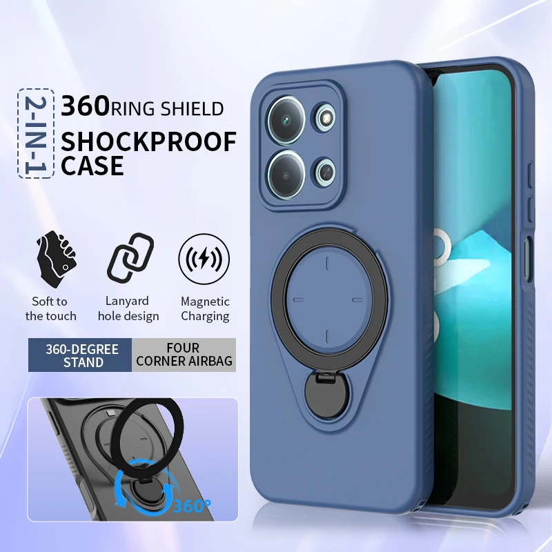 360 ° الدورية قوس المغناطيسي شحن لاسلكي جراب هاتف ل Xiaomi Redmi 15C 4G نوت 15 برو 5G العسكرية الصف غطاء مقاوم للصدمات #2