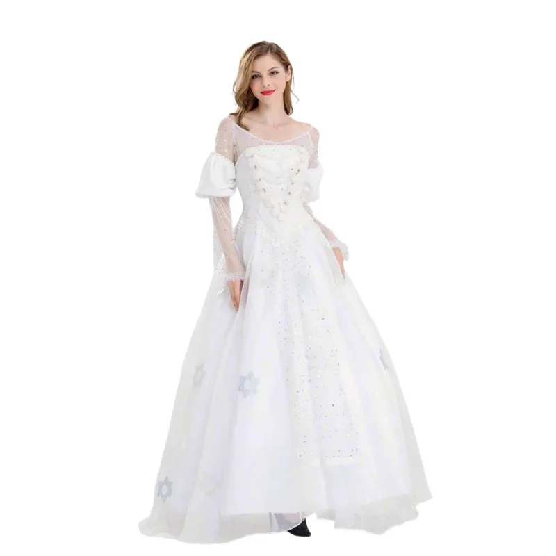 أزياء الهالوين للأميرات البالغة أزياء الملكة البيضاء لمرحلة اللعب والعروض كرنفال الإمبراطورة فستان أنيمي التأثيري sf/1