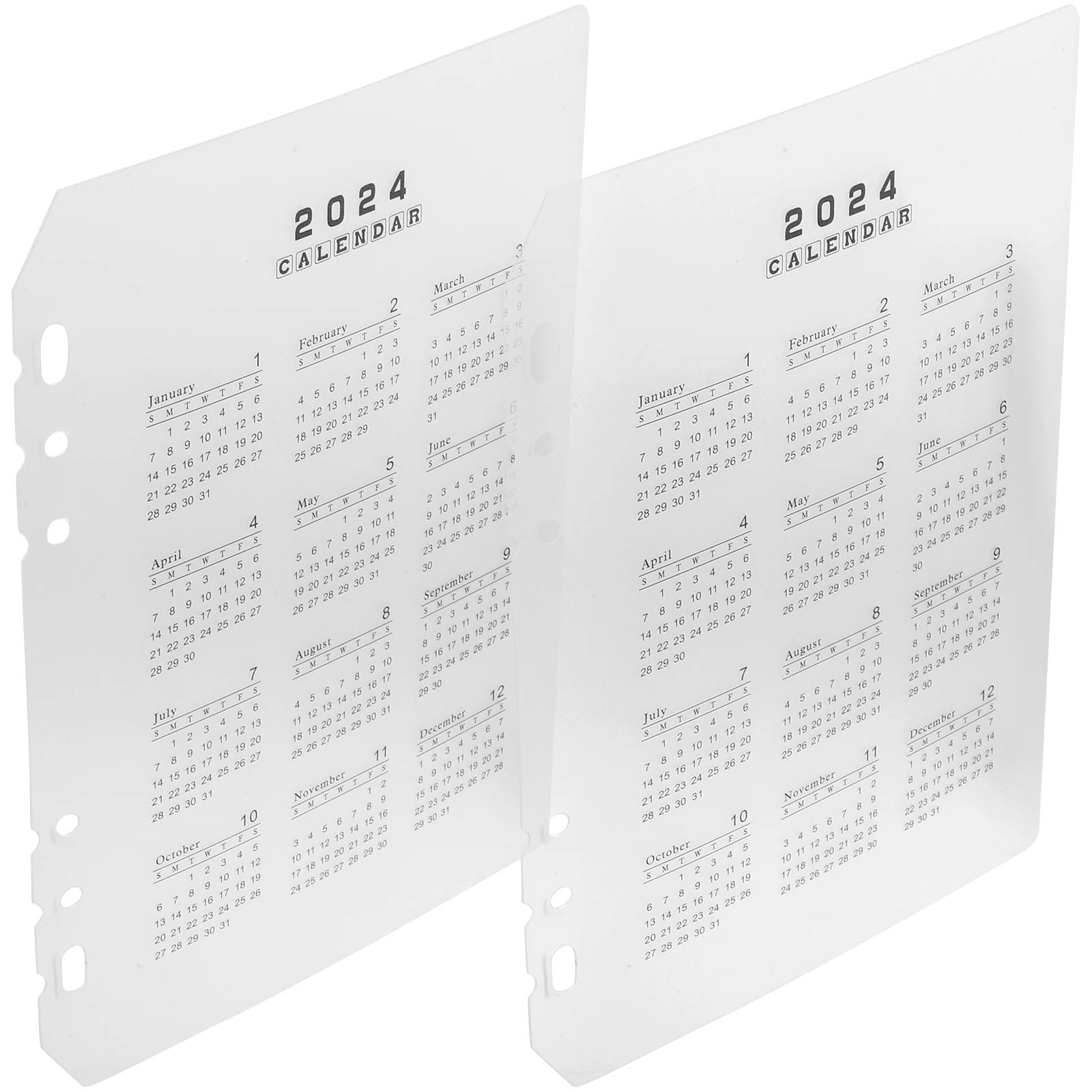 

2Pcs Calendar Divider 2024 A5 Transparent PP Binder Dividers Household Notebook Separator Portable Daily Planner
