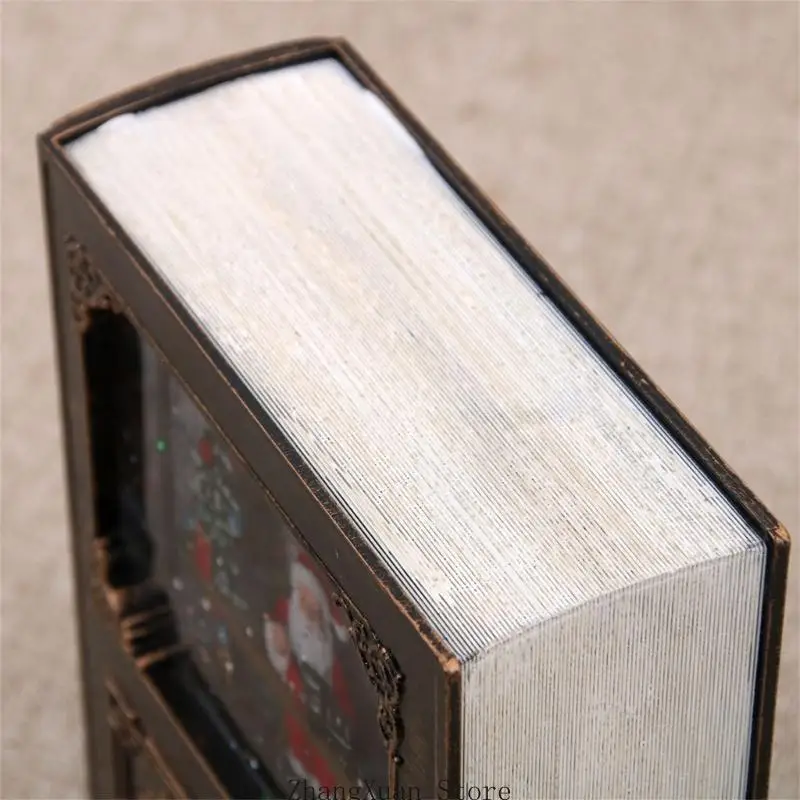 Christmas Snow Battery & Usb Powered Glitter Music Box Christmas Book Accent,Lighted Water-Filled Scene with Holiday Tune,USB