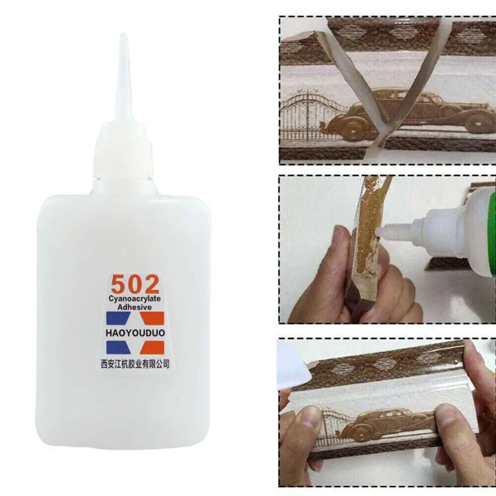 2PCS 502 Super Glue Instant Quick Dry Cyanoacrylate Strong Adhesive Quick Bond Leather Rubber Metal Office Supplies Fast Glue