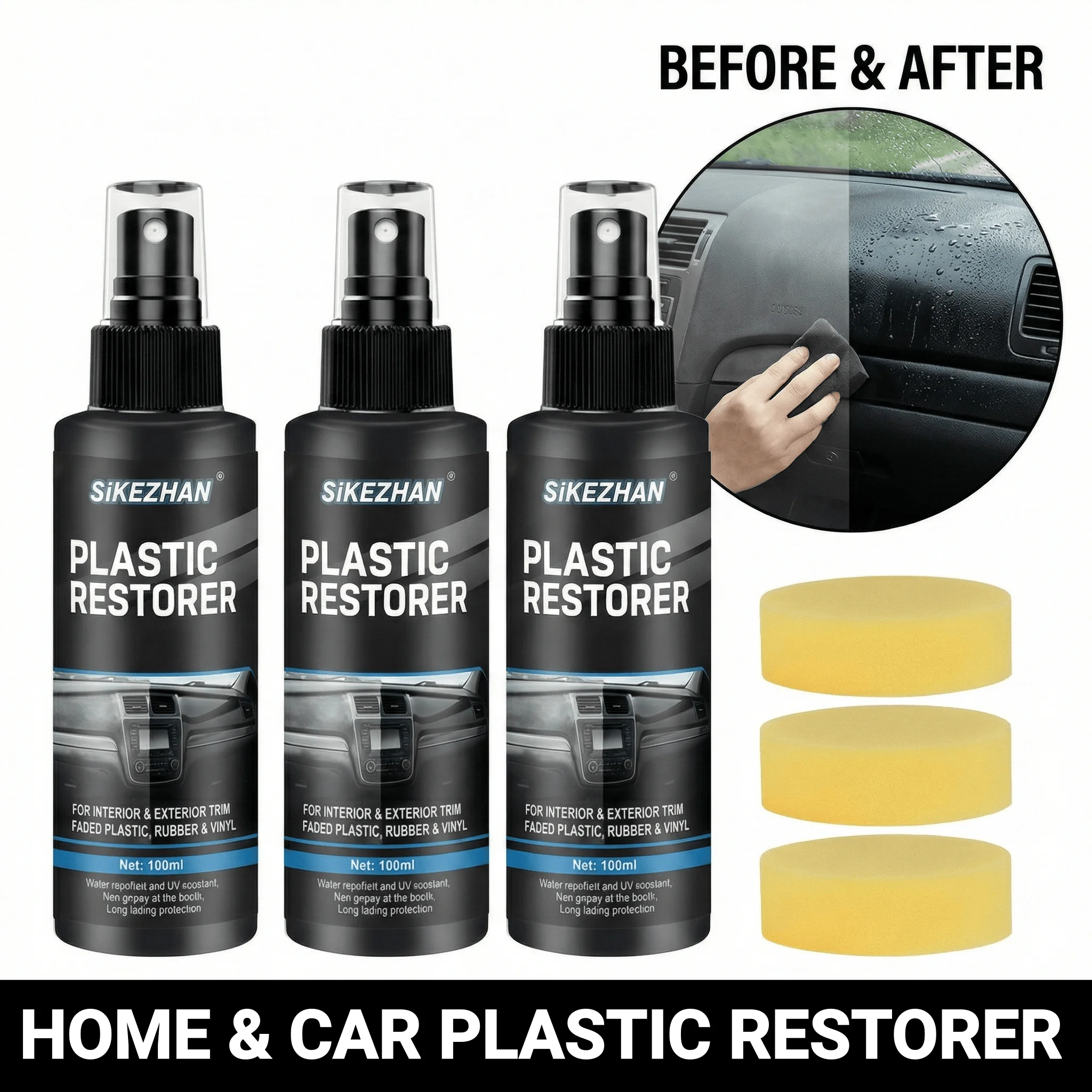 Car Plastic Restorer Back To Black Gloss Auto Interior Leather & Panel Renewal Wax Coating Agent Auto Polish And Repair Coating