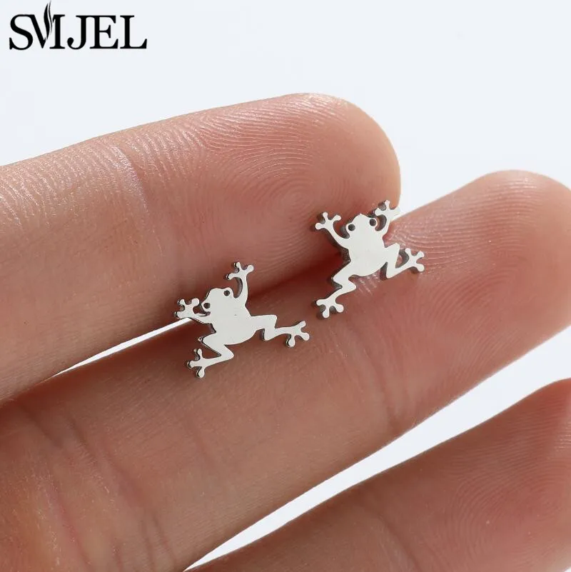 Retro Cartoon Frog Earrings for Women Girls Party Gift Gothic Animal Pirecing Stud Earring Female Stainless Steel Jewelry