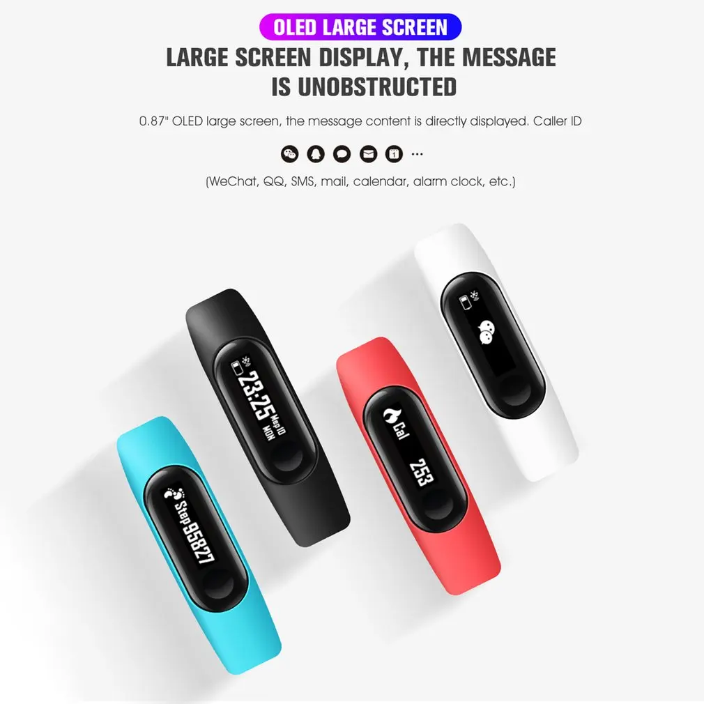 Unisex OLED Activity Wristband Tracker Waterproof Smart Bracelet Heart Rate Blood Pressure Electronic Gift Customization