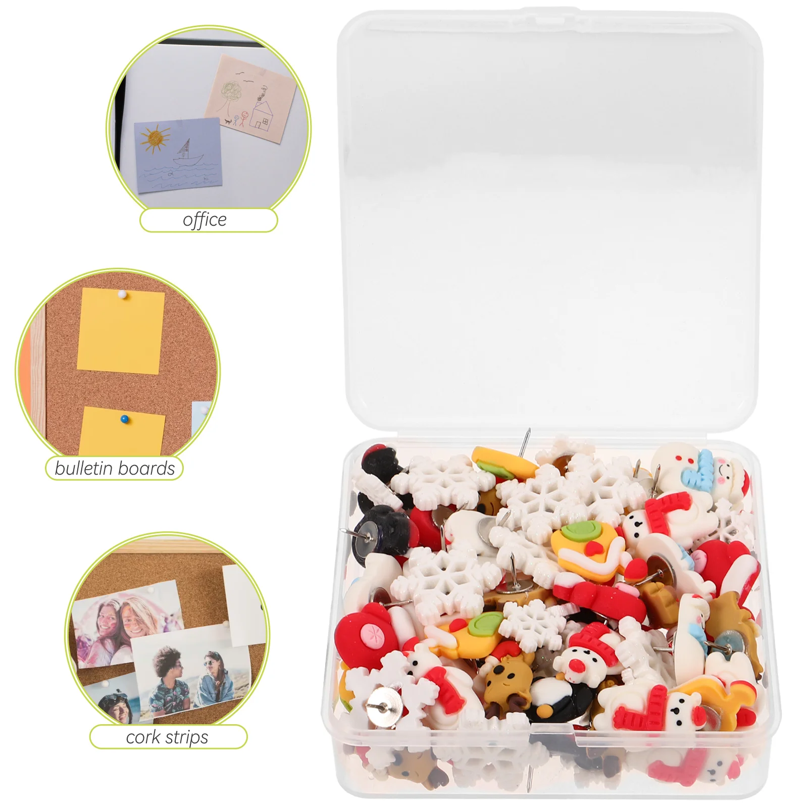 

80Pcs Christmas Design Pushpins Multi-Function Thumbtacks for Cork Boards Office School Home Decoration Thumbtack