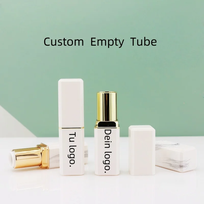 

50 шт., 3,5 г, индивидуальный логотип】перламутрово-белый квадратный тюбик для губной помады, калибр 12,1 мм, EMPTY, тюбики для губ, сделай сам, оптовая продажа и настройка