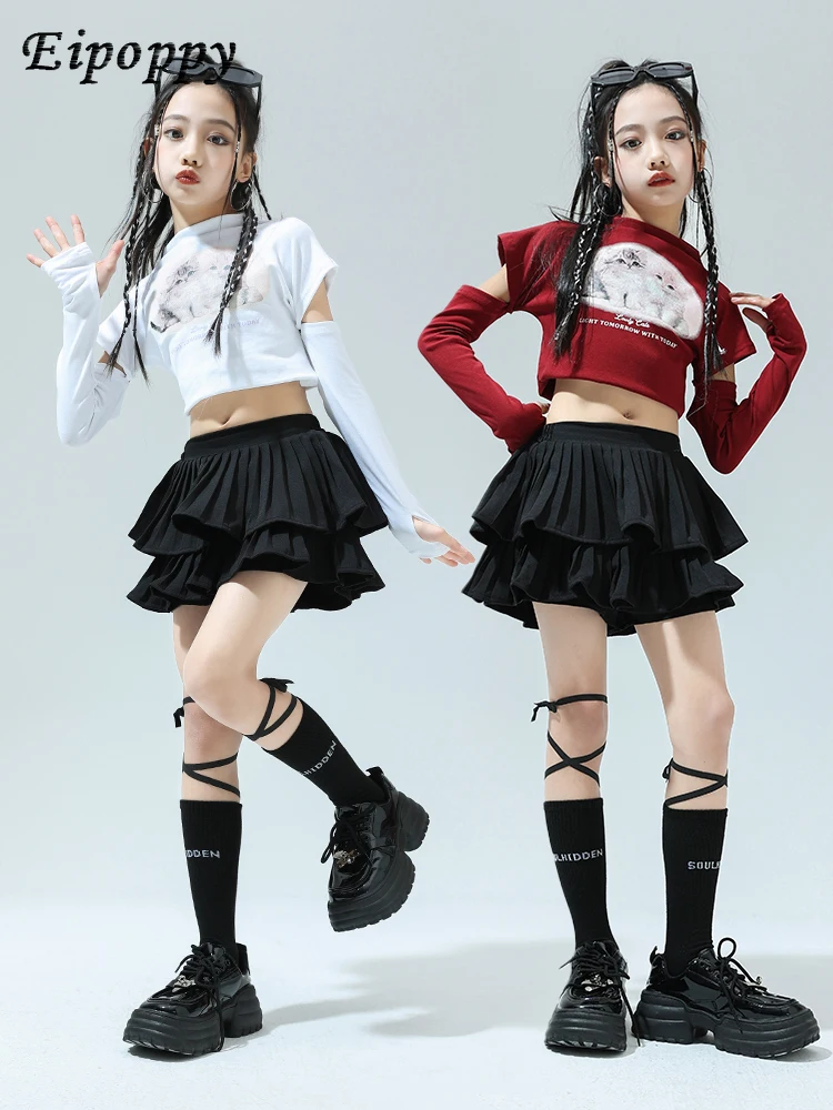 Girls' Hip Hop Online Popular Fried Street Jazz Dance Clothing Pantskirt Children's Female Group Dopamine Cheerleading