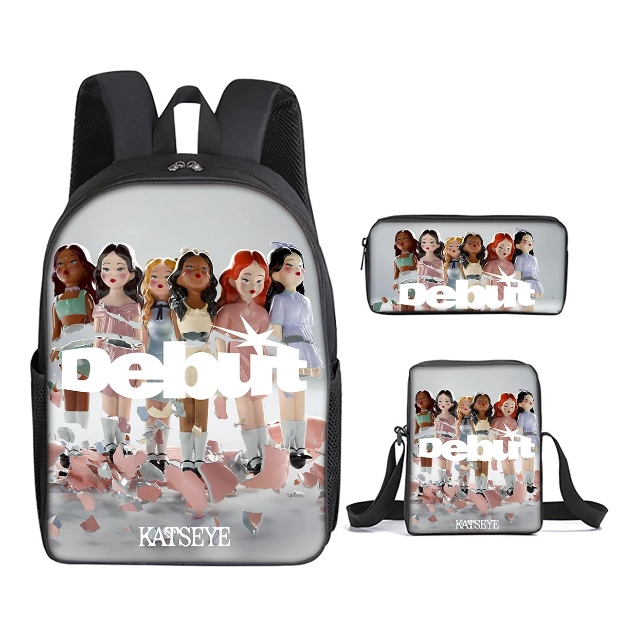 Classic Popular Kpop Katseye 3D Print 3pcs/Set pupil School Bags Laptop Daypack Backpack Inclined shoulder bag Pencil Case