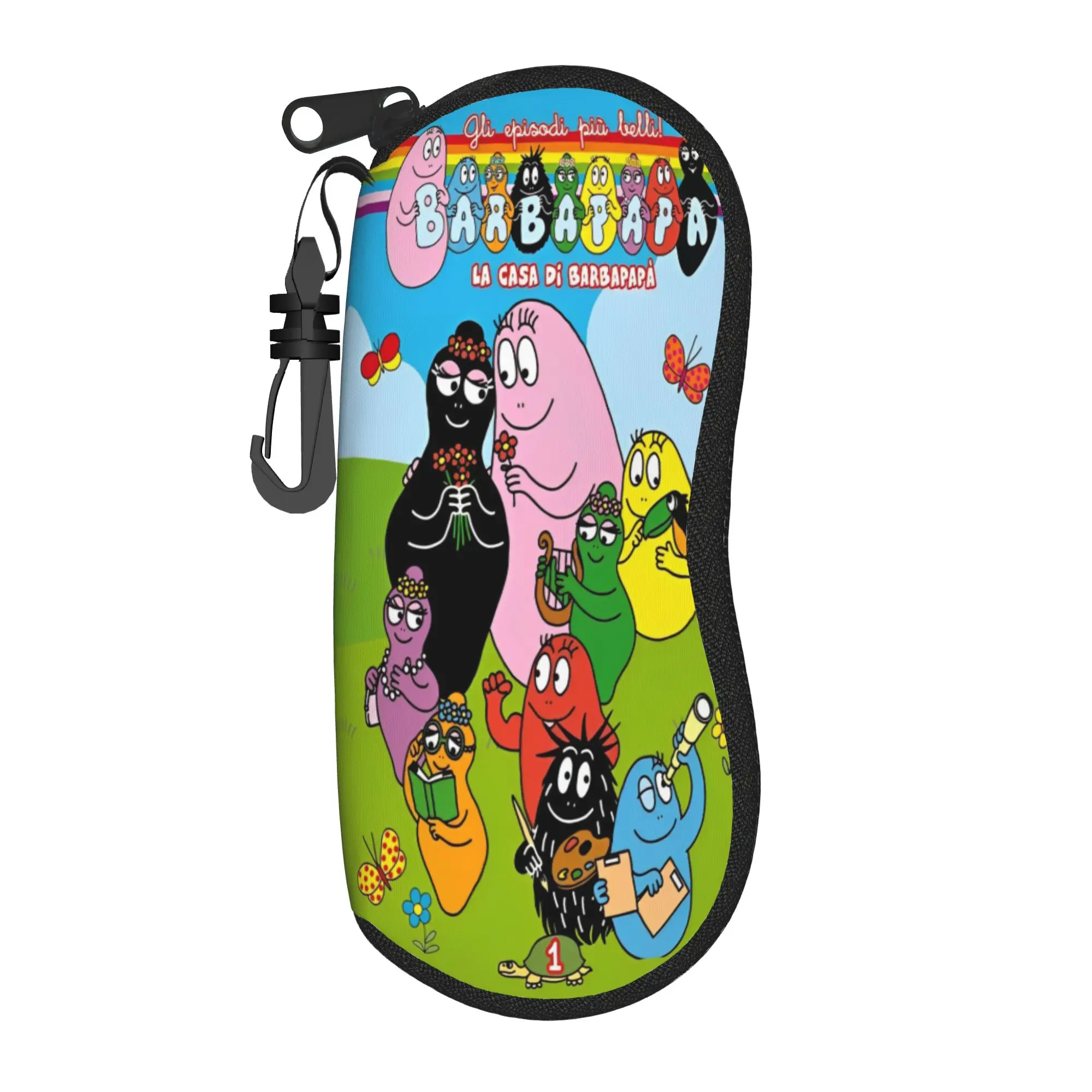 Lovely Les Barbapapa en famille Glasses Case Student Zipper  Sunglasses Box Cartoon Eye Contacts Case
