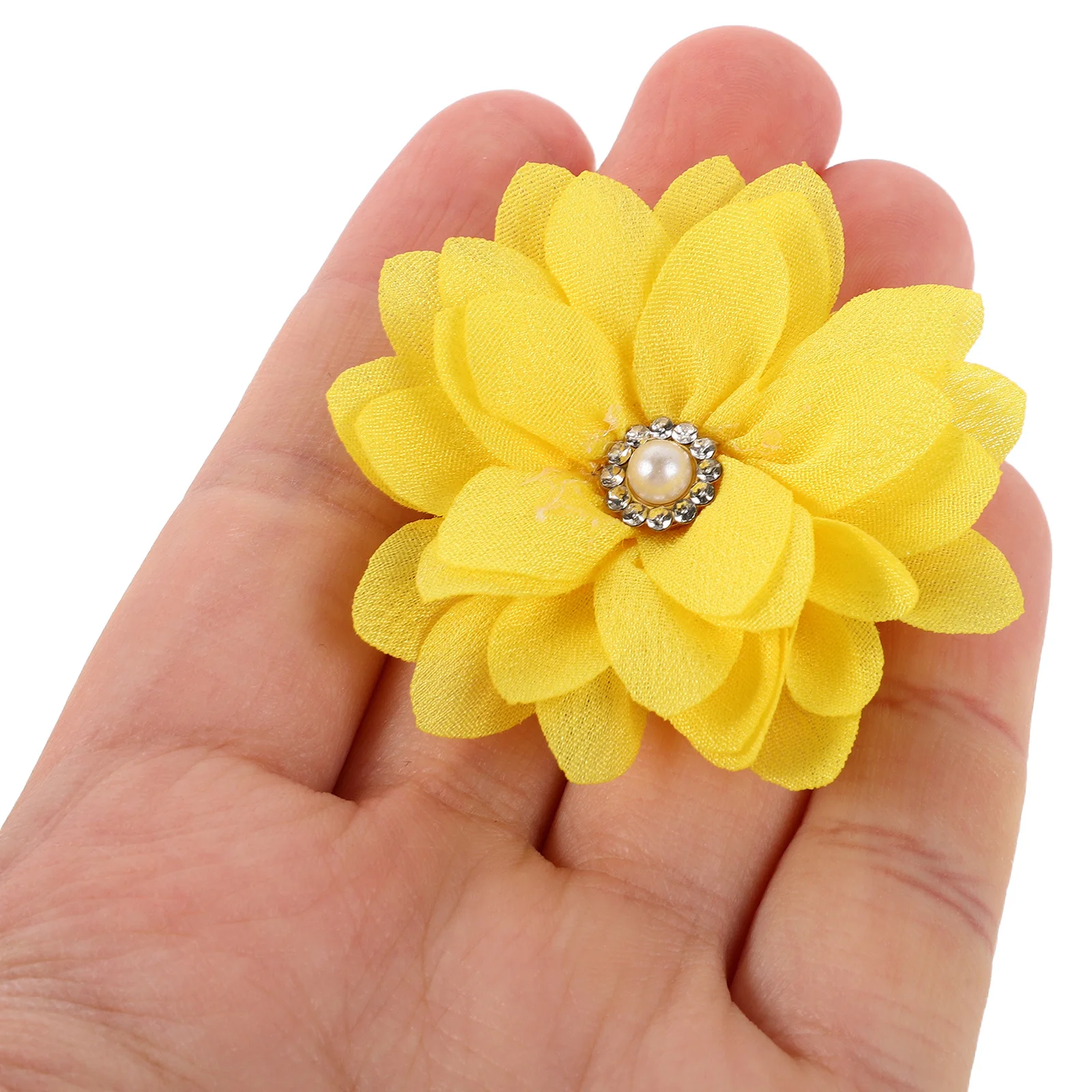 

15Pcs Dog Collar Flower Charm Soft Chiffon Material Rhinestone Decorative Flower Attachment for Cats Small Dogs Everyday