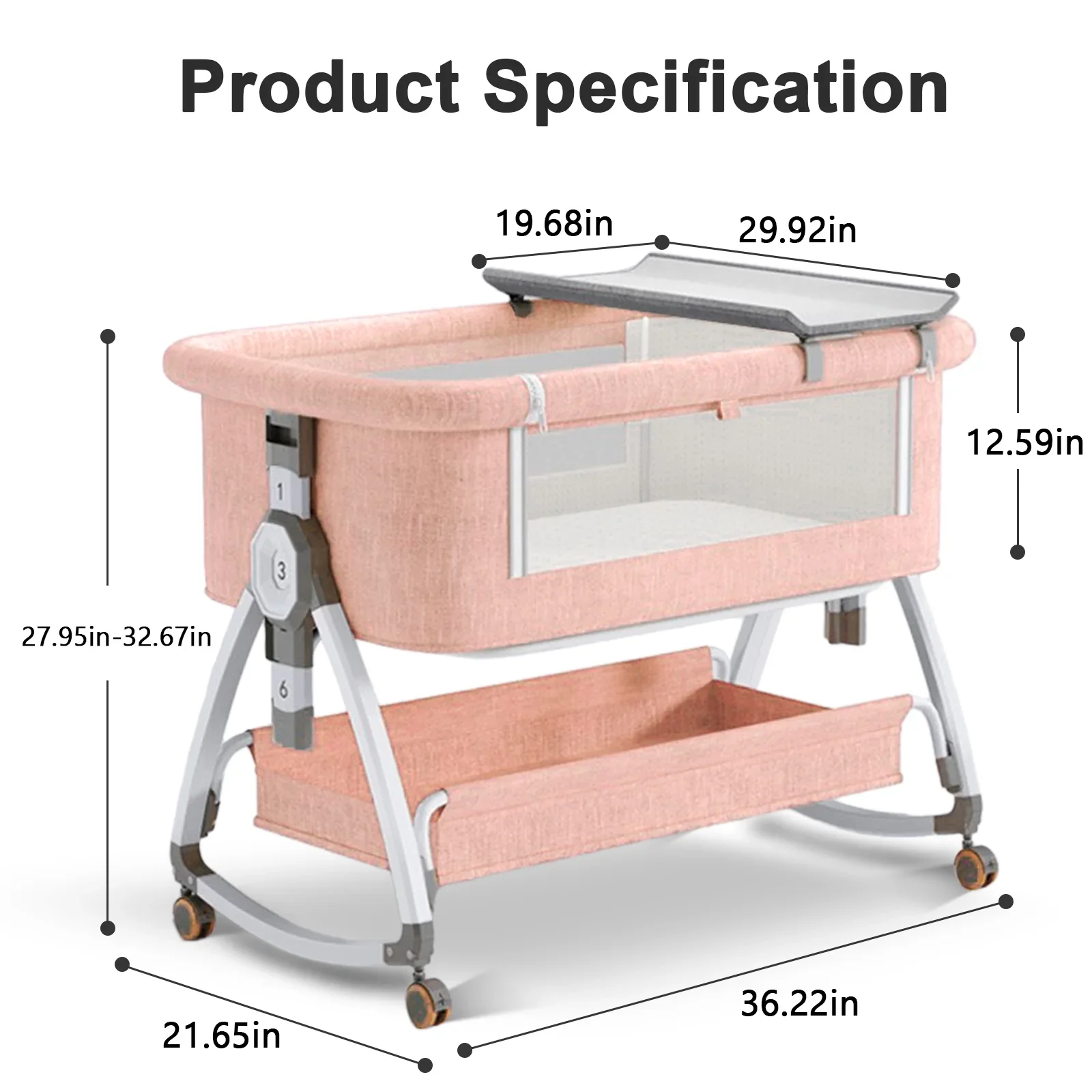Foldable Adjustable Baby Bassinet 3