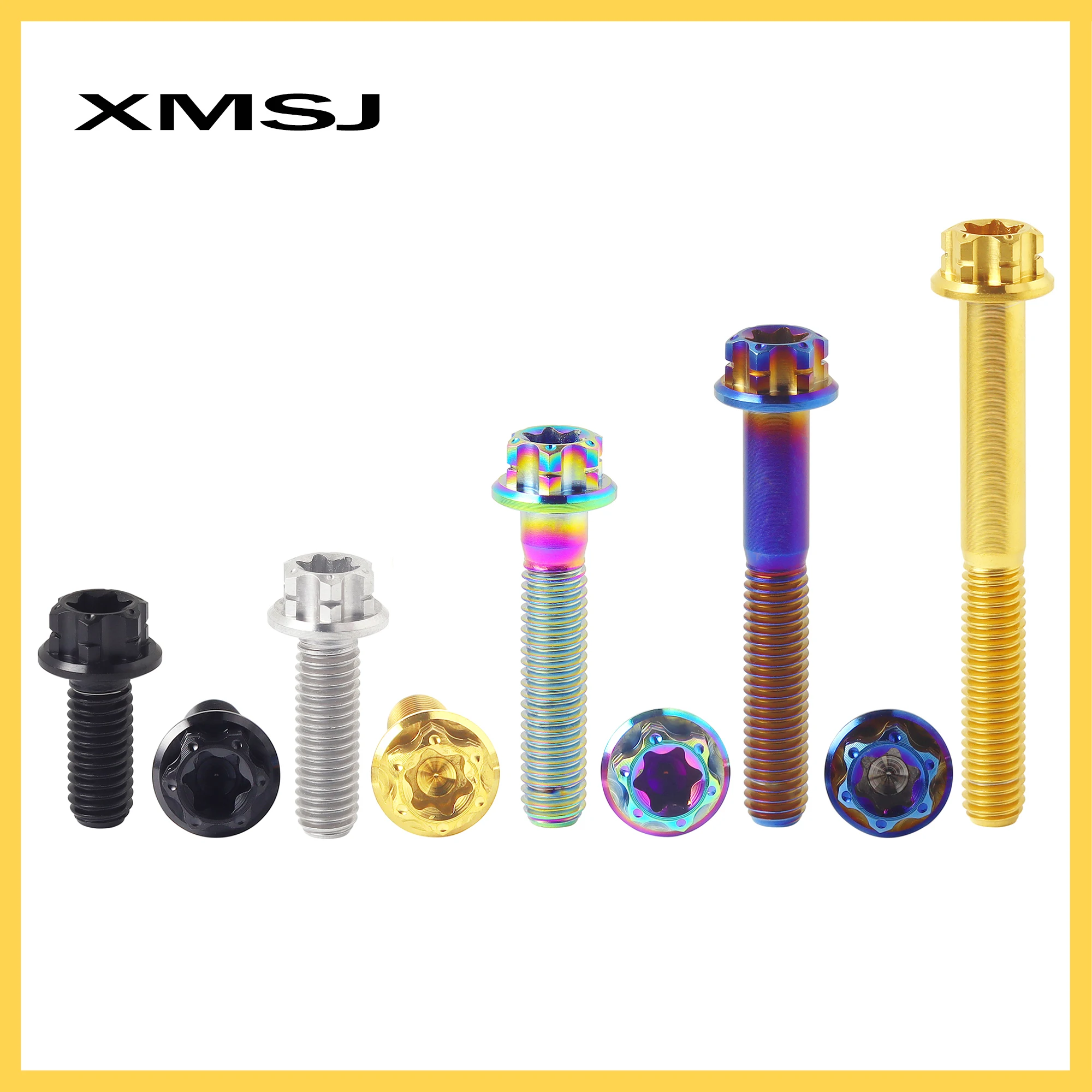 XMSJ baut Titanium Baffle sepeda motor, cangkang Baffle kaliper rem baut perbaikan M6x10-50mm sekrup Refitting mesin pengencang flens kepala Torx