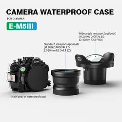 Seafrogs 130FT40M for Olympus EM5 MarkIII/OM5 with 12-50mm Lens Underwater Depth Diving Case Waterproof Camera Housing Cover Box