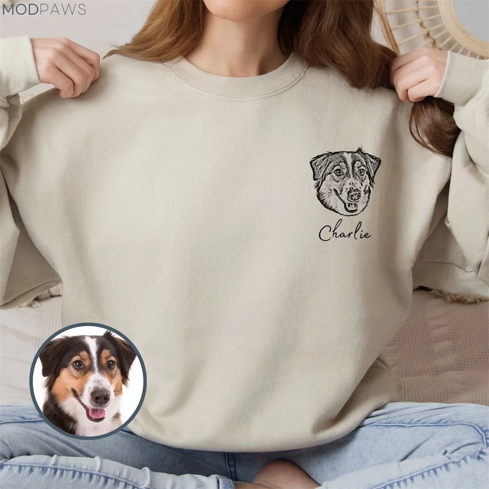 Custom Pet Sweater Using Pet Photo + Name Custom Dog Portrait Sweater Personalized Dog Pullover Dog Sweatshirt Dog Mom Gift Cust