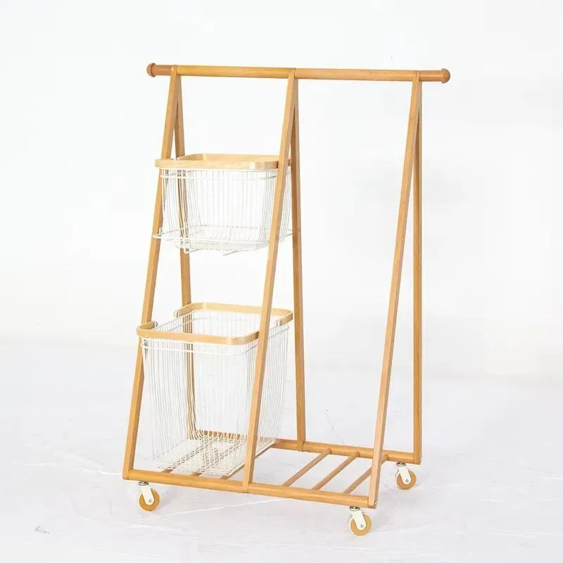 Solid Wood Rotating Floor Hanger Light Luxury Bedroom Living Room Storage Rack for Clothes and Accessories Space Saving