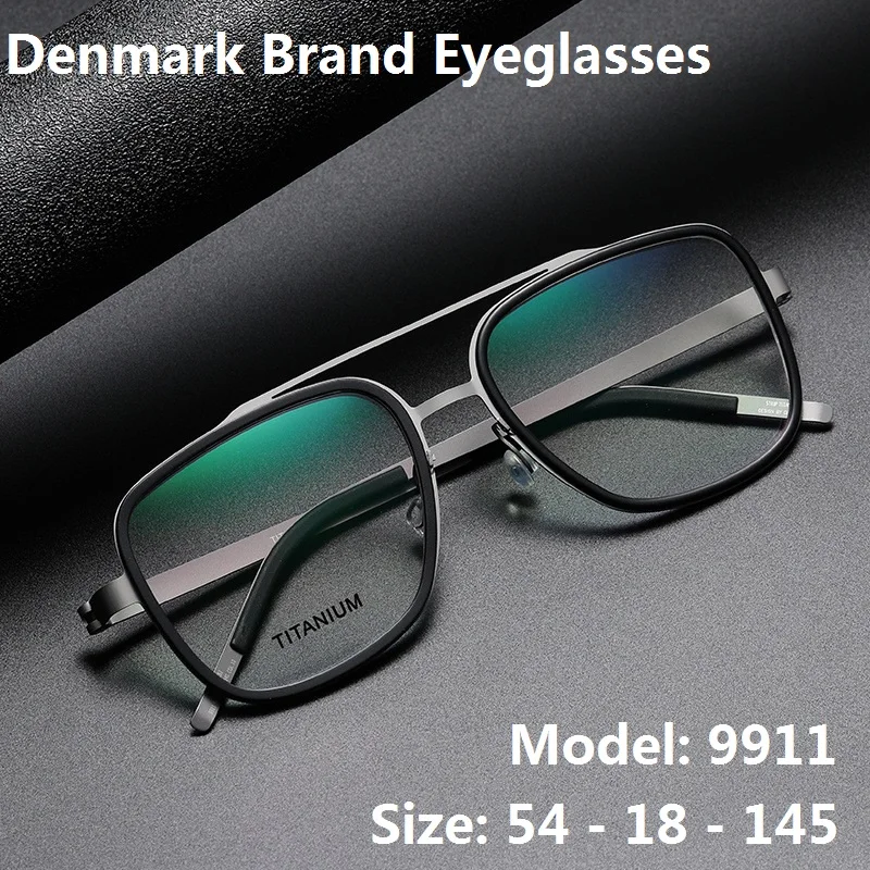 Denmark Brand Glasses Frame Men 9911 Business Square Screwless Ultralight Myopia Eyeglasses Woman Eyewear Double Beam Designer