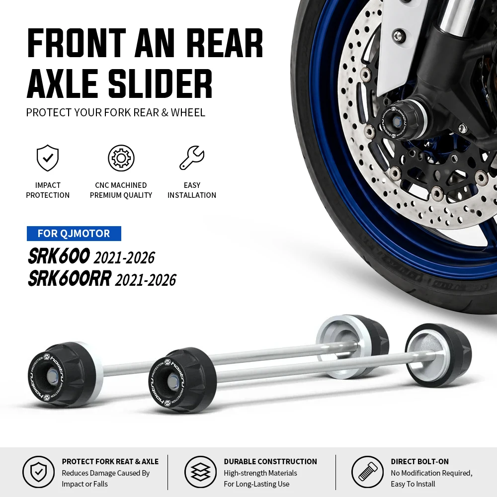 SRK600RR Front Rear Wheels Protect Slider For QJMOTOR SRK600 SRK600RR 2021-2026 Motorcycle Front Fork Rocker Arm Crash Slider