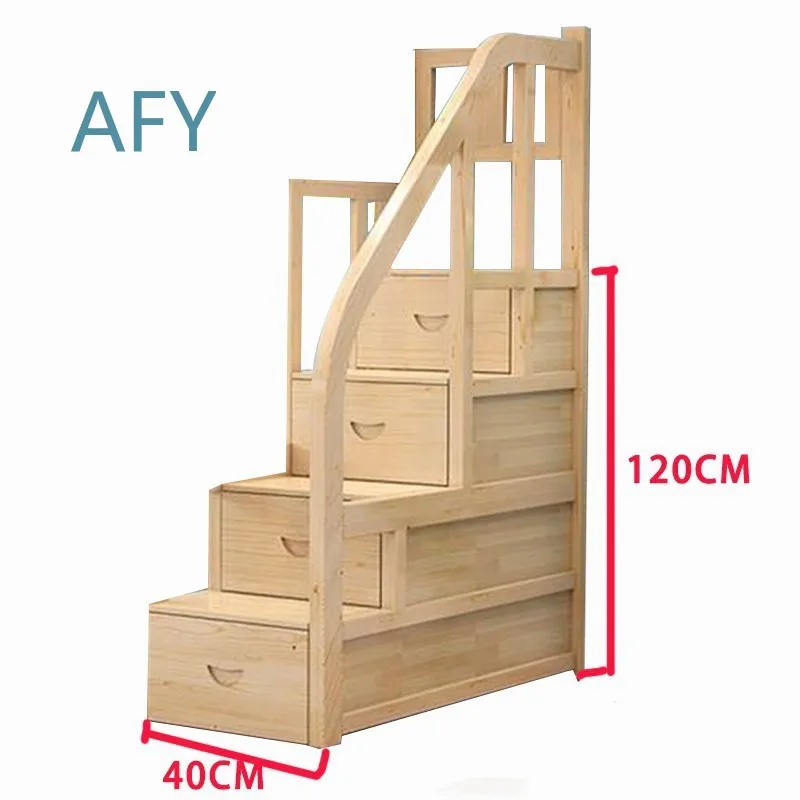 Step Up and Down Bed Ladder Cabinet for Solid Wood Beech Step Slide Storage Ladder for Bedside Step Stool for Under Bed