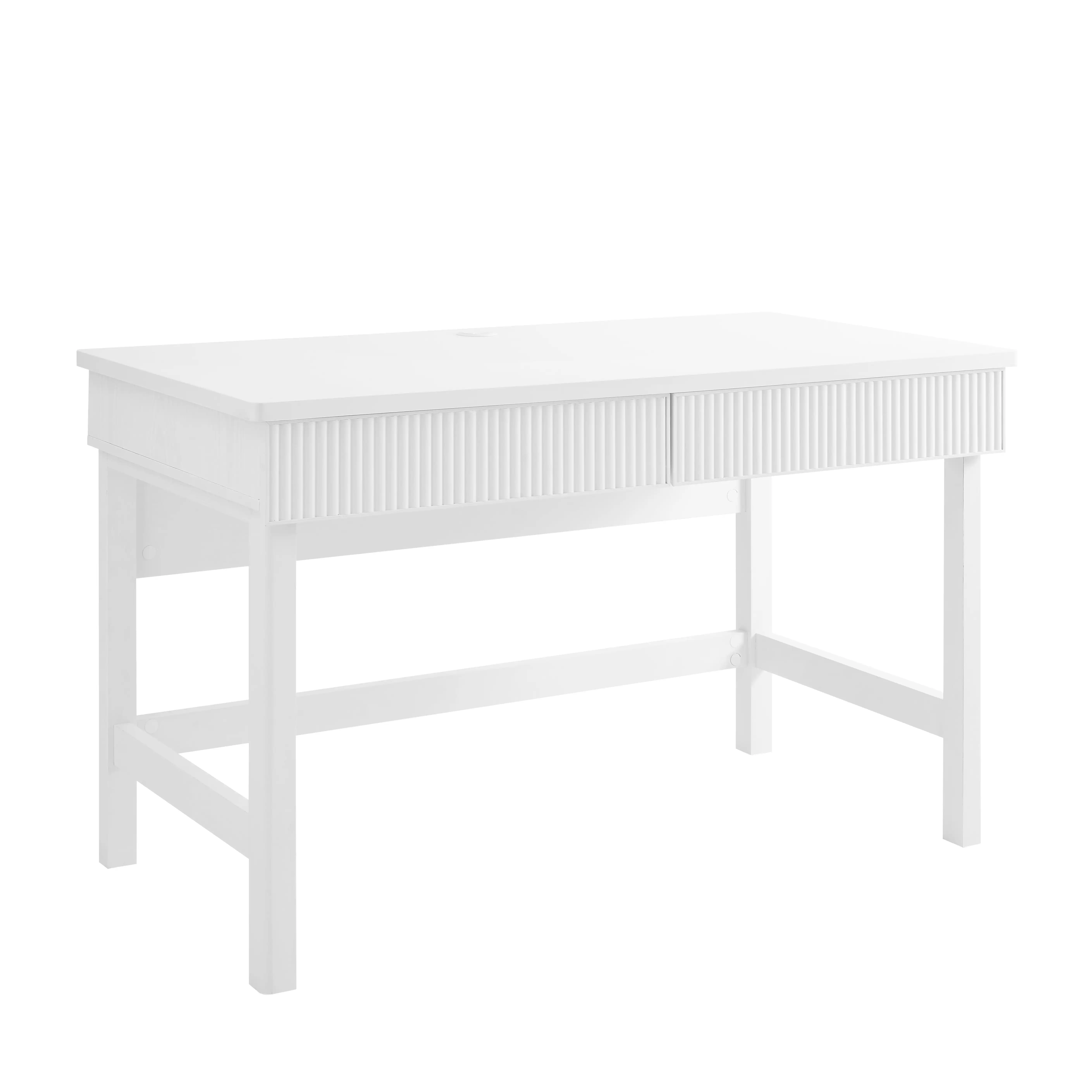 Lillian Fluted Desk, White finish A desk in a workspace or any room in your home has two small drawers