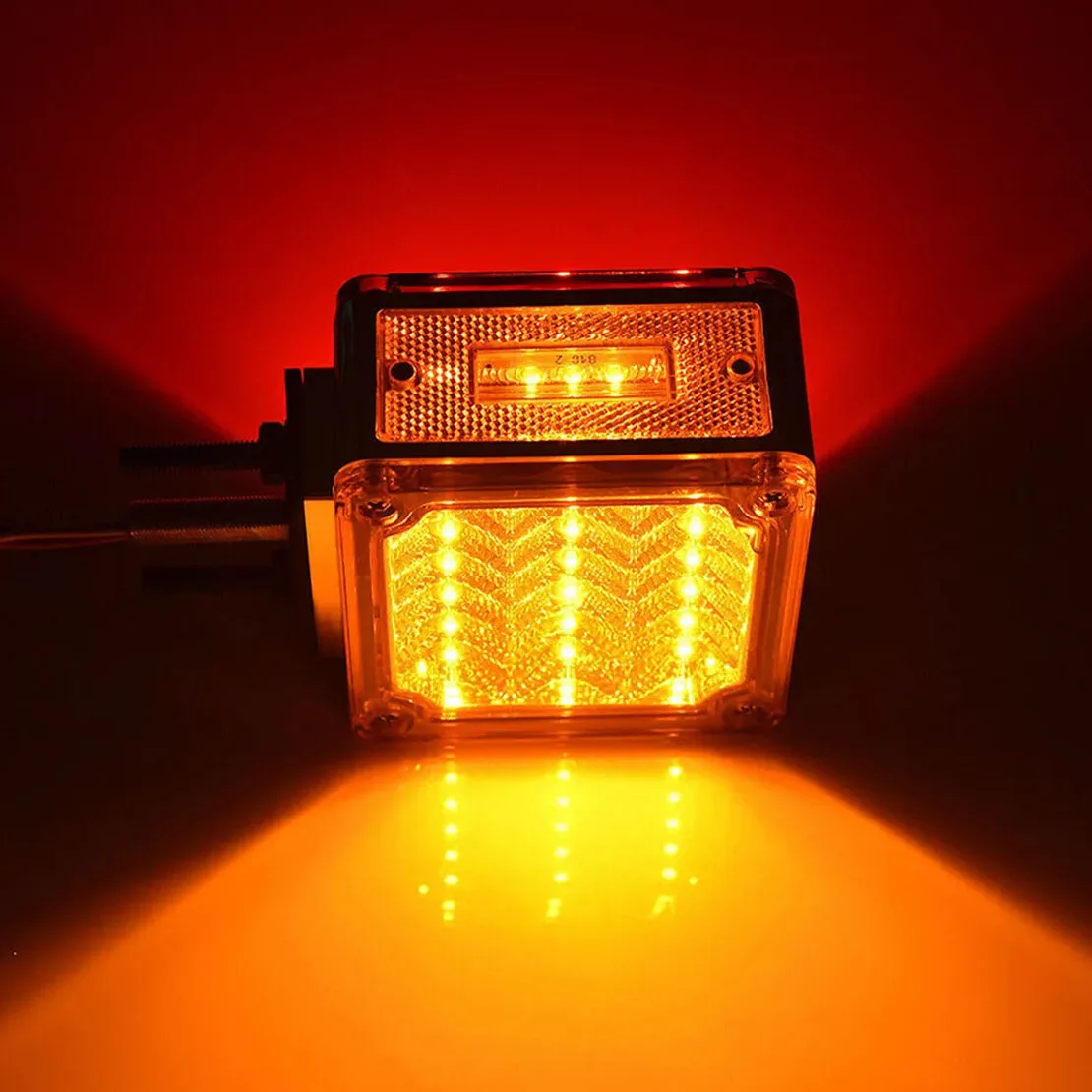 1 par de luces marcadoras de señal de giro de guardabarros de Pedestal de montaje de perno de doble cara cuadrada Universal de 12V 39LED para remolque, Tractor, autobús, barco