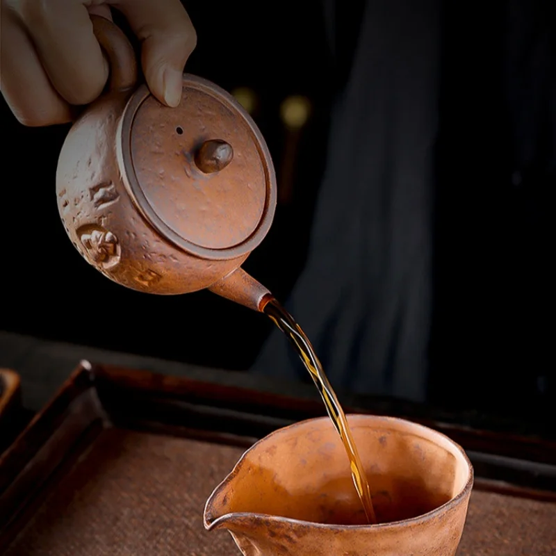 Raw Ore Rough Pottery Tea Pot Handmade Tea Set Single Pot Tea Kettle Tea Ceremony